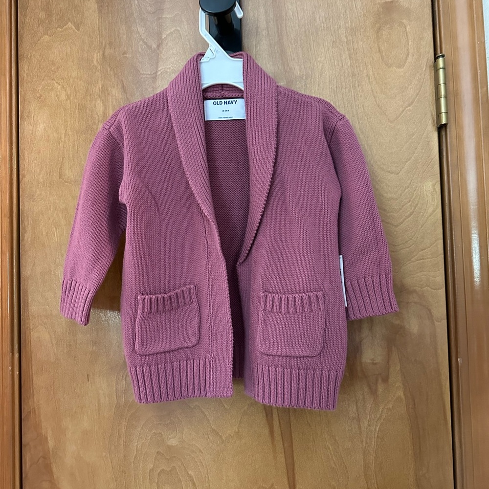 18-24 months light purple plum open sweater cardigan